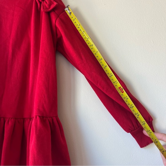 H&M Girls Red Long Sleeve Sweatshirt Dress with Bow Detail Size 8-10Y Holiday - Picture 5 of 8